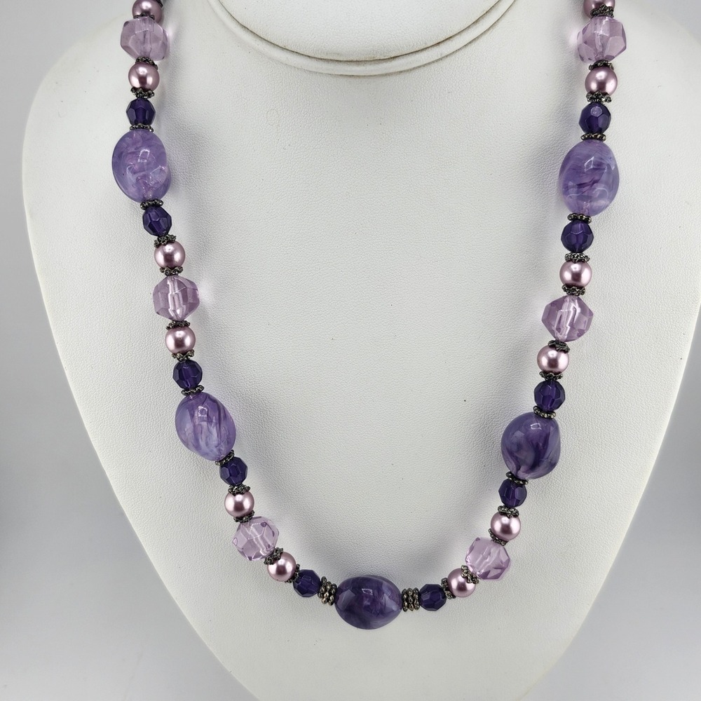 Purple Beaded Necklace‎ Plastic Jewelry Fashion Necklace Statement Elegant